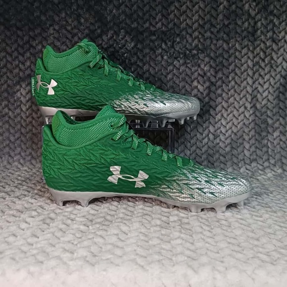 Under‎ Armour UA Spotlight 4 MC Men Football Cleats Silver Green Size 12